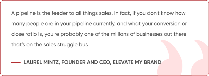 sales pipeline metrics to track quote by Laurel mintz, founder and ceo of elevate my brand