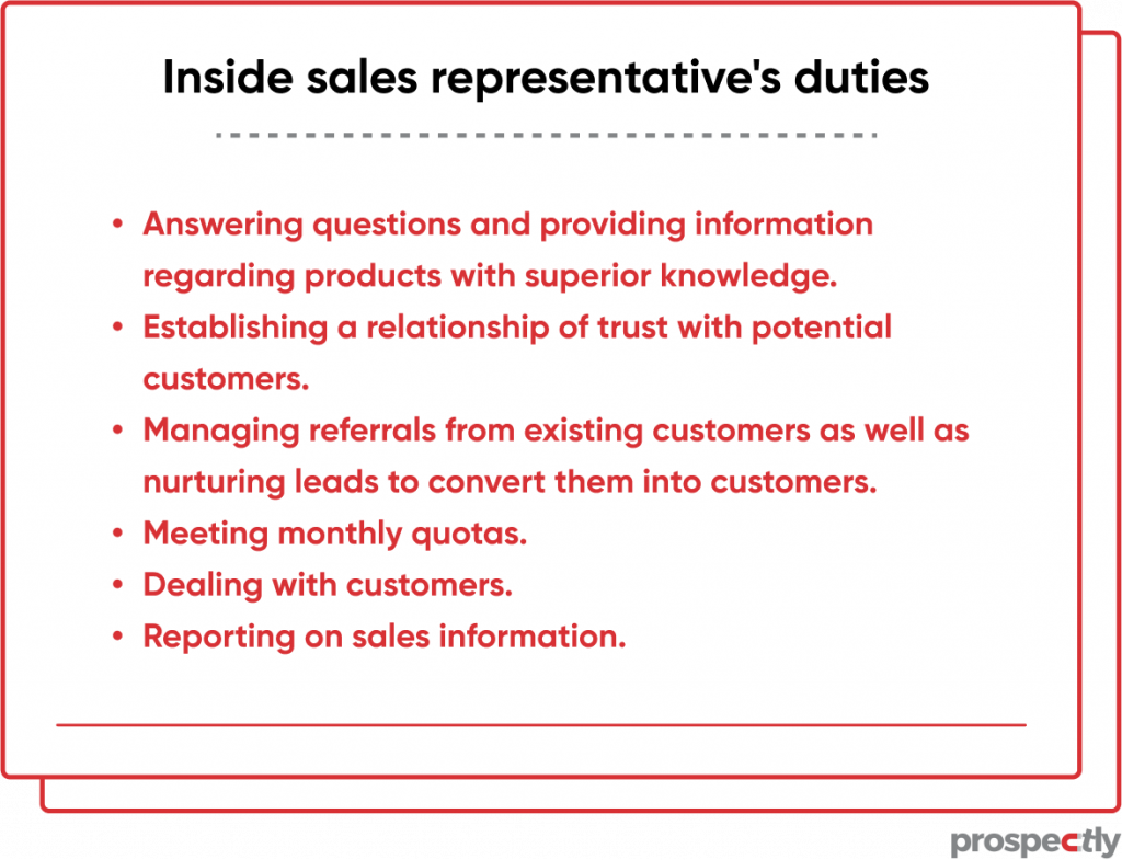 inside sales rep's duties