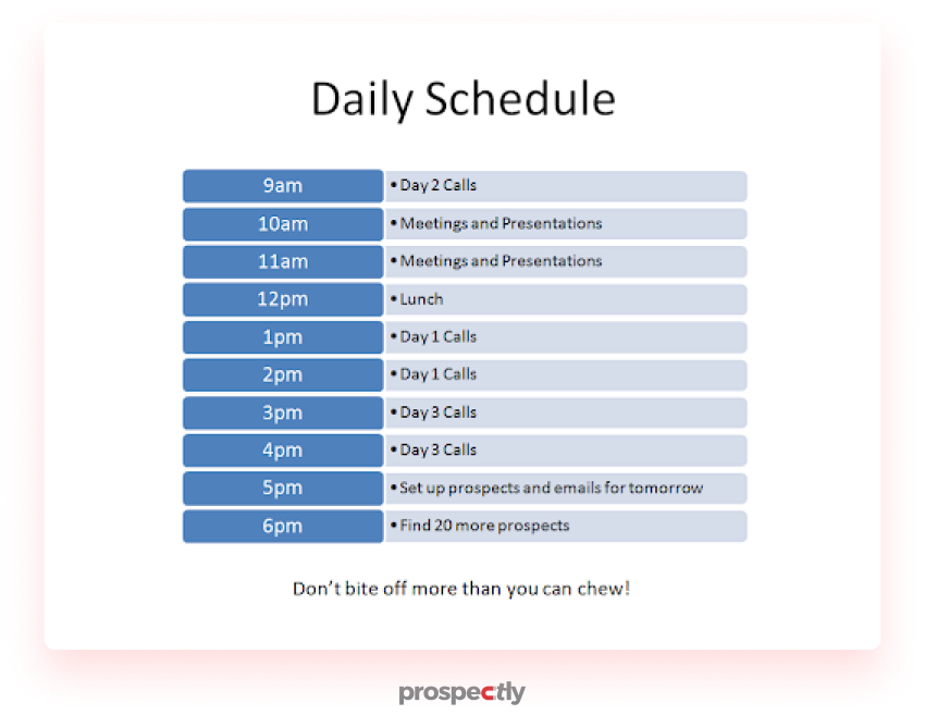 sales prospecting schedule